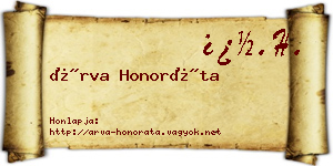Árva Honoráta névjegykártya